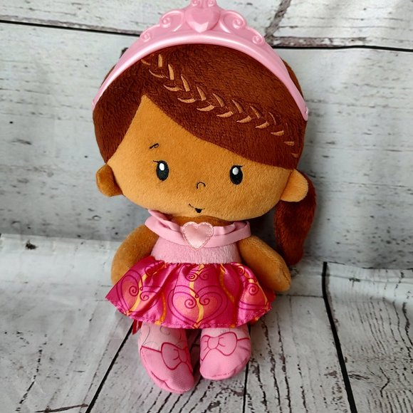 Fisher Price Princess Ballerina Chimes Rattle Stuffed Plush Doll Brunette Hair - Picture 1 of 7
